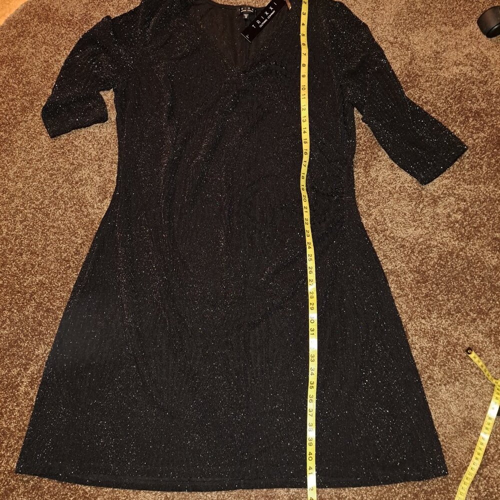 NWT Trixxi Clothing Company Metallic Silver&Black Glitter 3/4 Sleeve Dress 3X - Picture 3 of 9